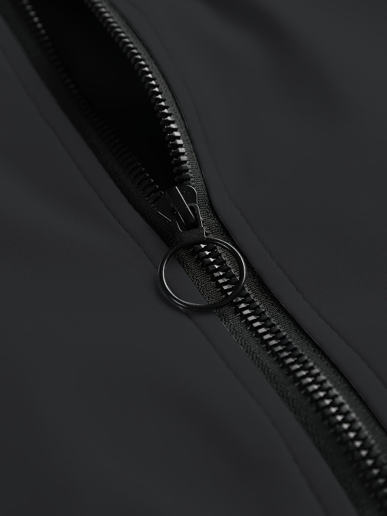 Plus Size Men's Windproof Jacket Casual Solid Zip Closure Fall Winter Polyester