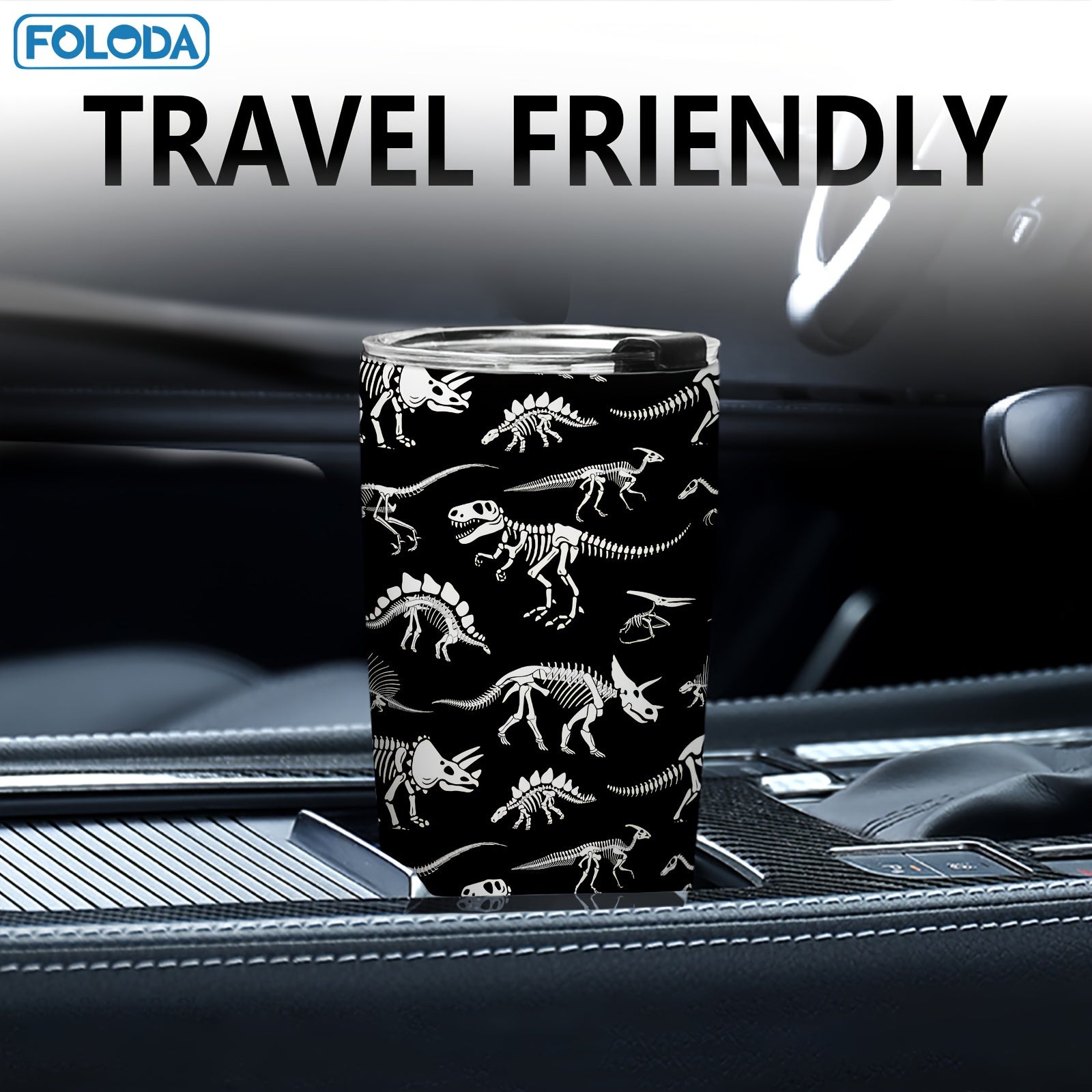 Dinosaur Insulated Tumbler 20oz Stainless Steel Leak-Proof Flip Lid Hot Cold Drink