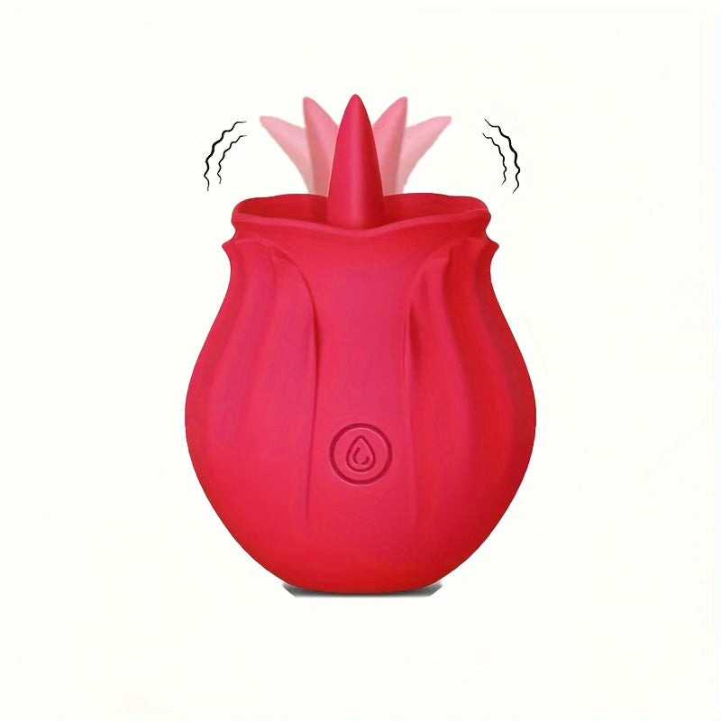 Multi-Function Rose Vibrating Massager with Soft Tongue USB Rechargeable Couples Gift