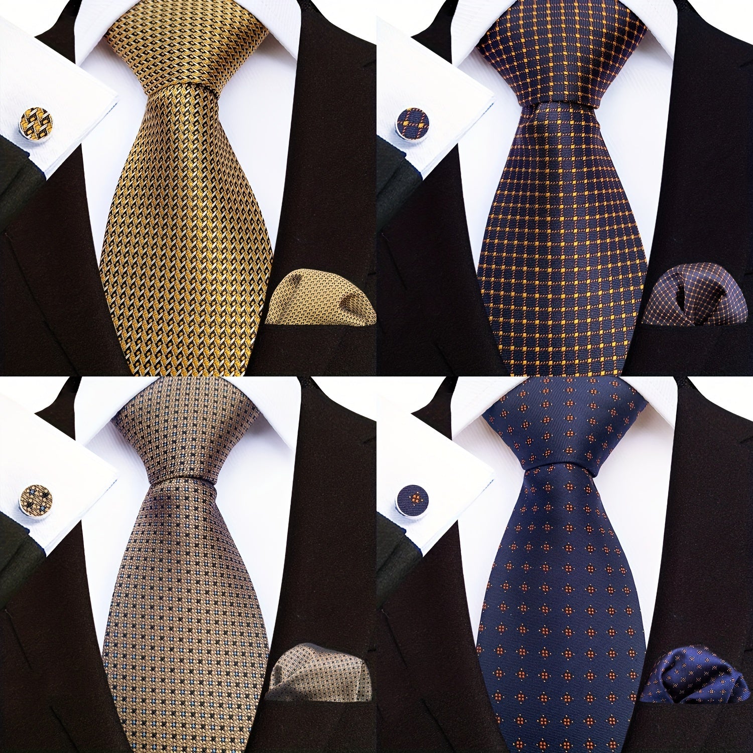 Men's Paisley Floral Necktie Set with Handkerchief and Clip for Formal Occasions