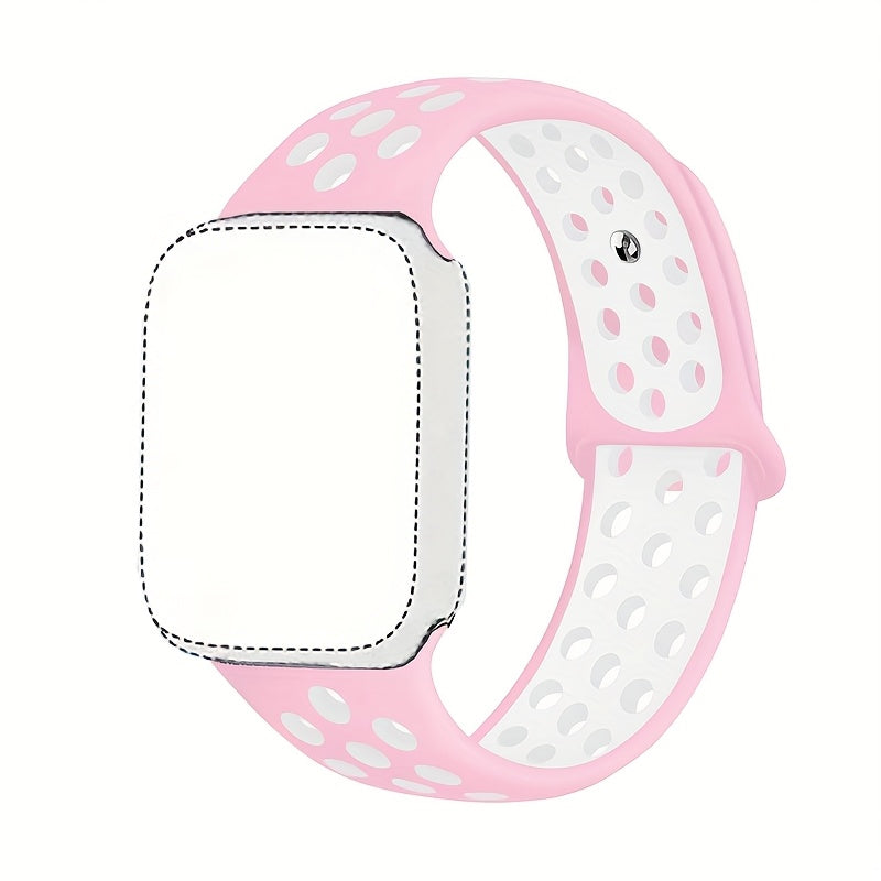 Silicone Watch Band for Apple Watch Ultra SE Series 1-10 Breathable Sport Strap with Deployant Clasp