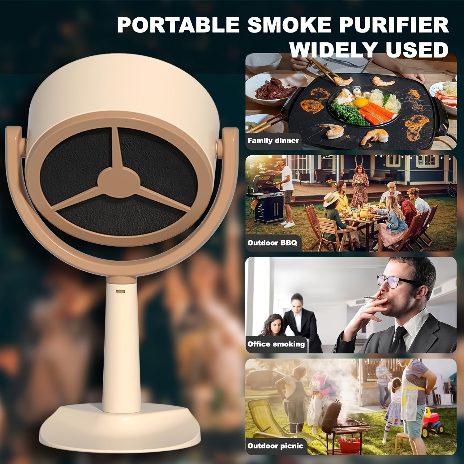 Portable USB Range Hood Smoke Purifier for Indoor Cooking and Barbecue