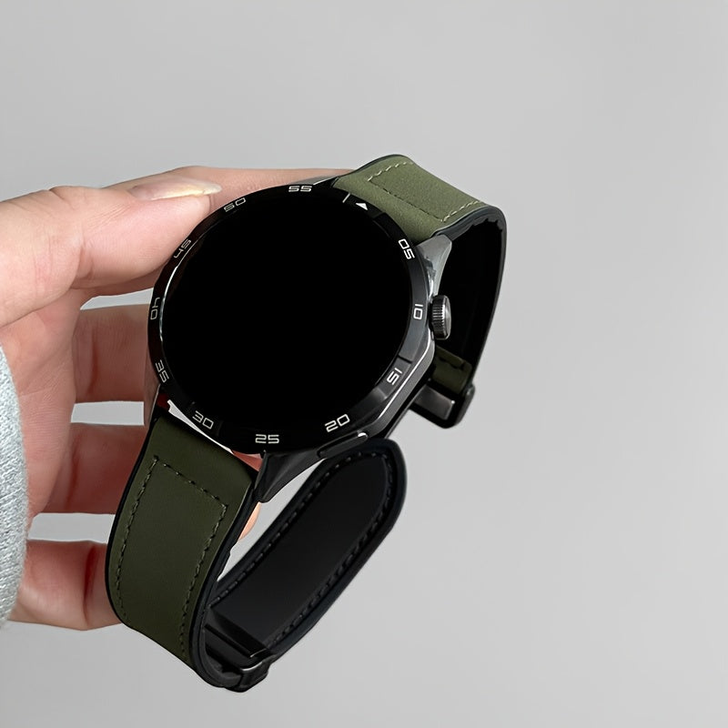 Green Silicone Watch Strap for Smartwatches with Magnetic Metal Clasp Compatible with Galaxy Garmin Xiaomi Huawei