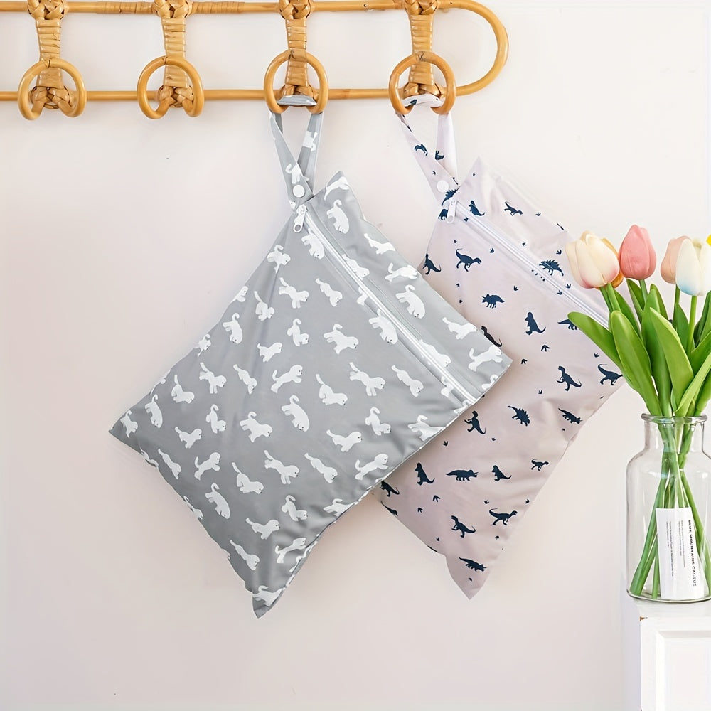 2 ta gullar va hayvonlar naqshidagi pampers sumkasi to'plami, shu jumladan portativ nam/quruq sumka va suv o'tkazmaydigan pampers sumkasi