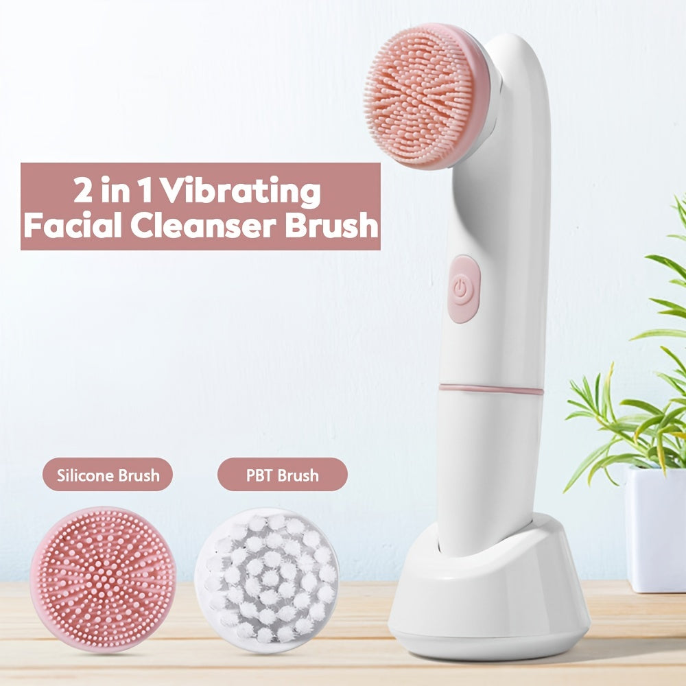 Electric Facial Cleansing and Massaging Brush with Silicone Bristles for Deep Pore Cleaning and Blackhead Removal