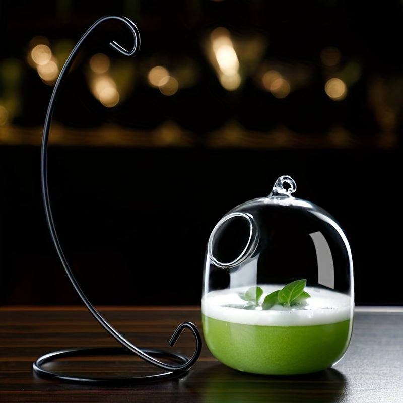 Hanging Cocktail Glass with Iron Stand 11.8oz Reusable BPA-Free Clear Drinkware
