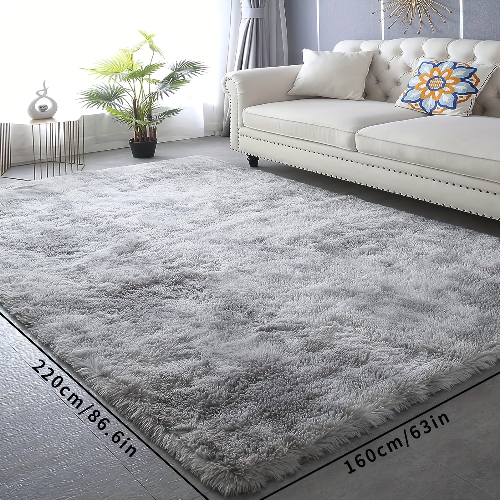 Alfombra de área de felpa con pelo de 5cm de altura, antideslizante, para interior, dormitorio y sala de estar