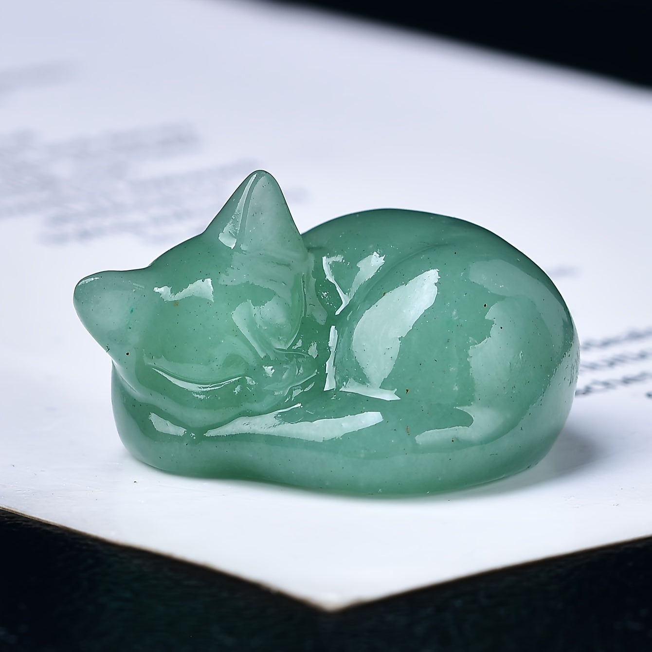 Figura de cristal de gato durmiente tallada en cuarzo natural, decoración para el hogar, regalo, 3.81cm