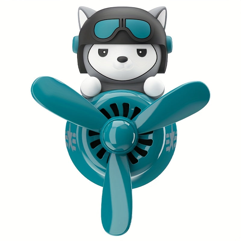 Husky Dog Air Freshener Diffuser with Blue Goggles Car Vent Decor
