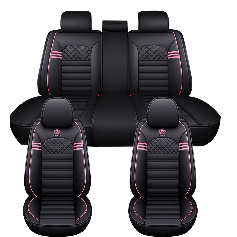 Five-Seat Faux Leather Car Seat Covers Universal Stain-Resistant Durable Cushions