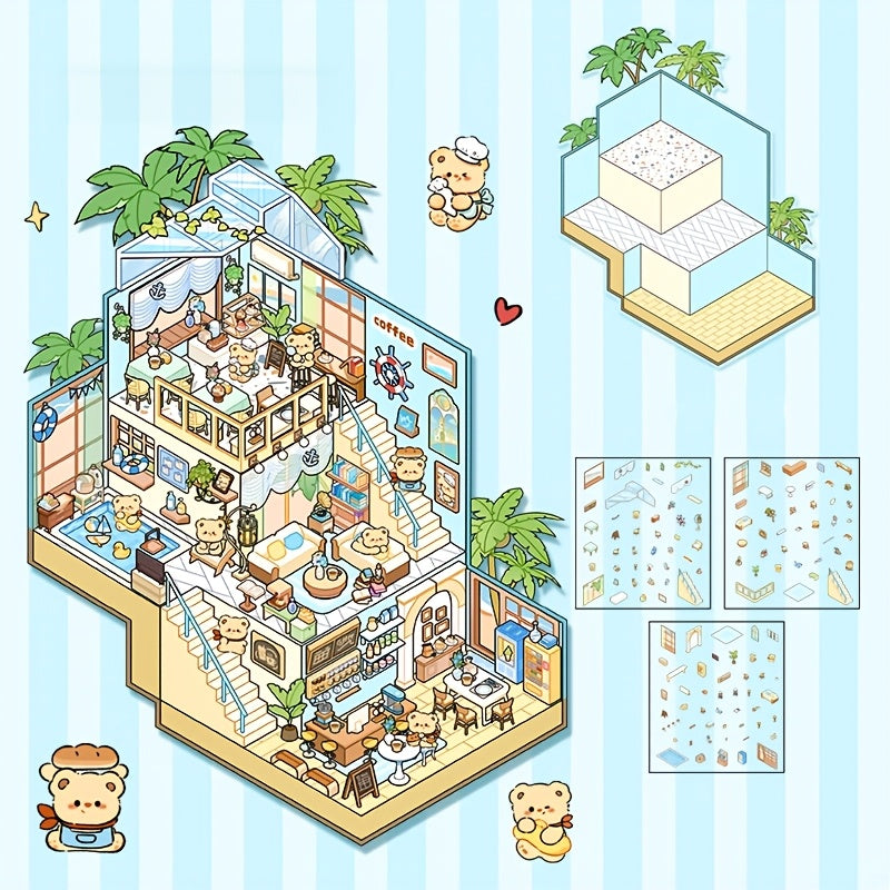 3D Наклейки для ландшафта хранения для миниатюрных сцен Маленький дом Журналинг DIY Облегчение стресса