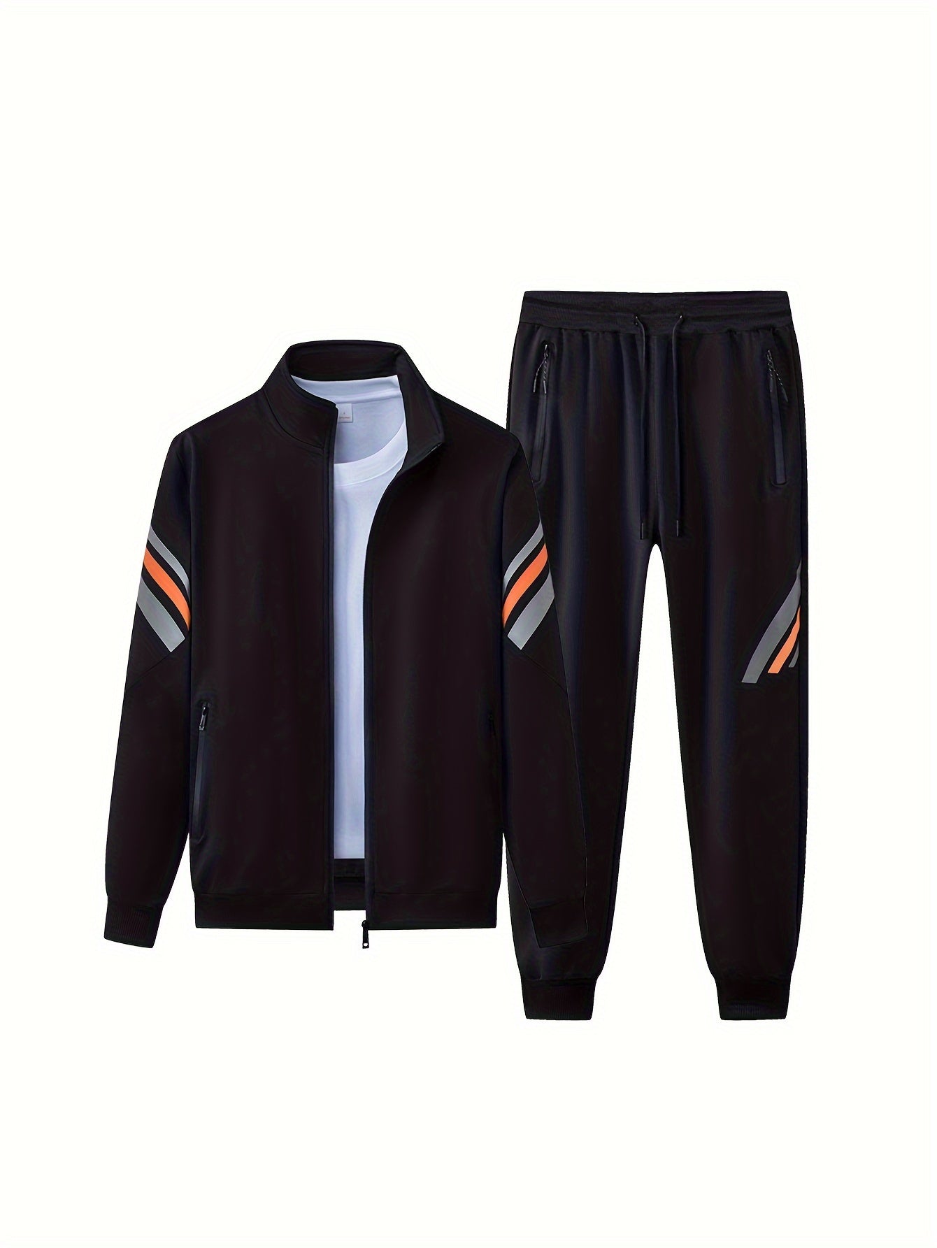 Men's Knitted Sweatsuit Set with Cardigan Jacket and Pants for Casual and Sports Use