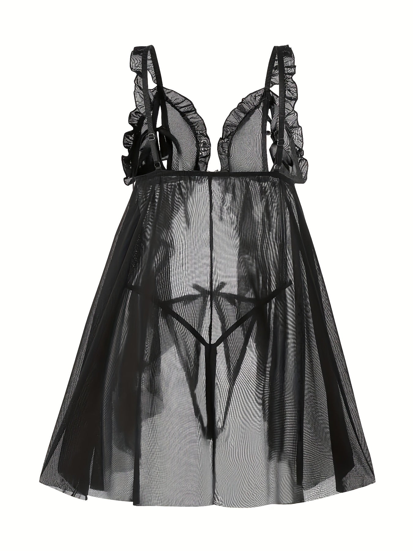 Women's Sheer Mesh Nightgown with Bow Detail Polyester Elastane Light Support Sleepwear