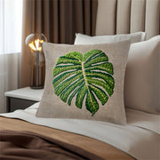 Monstera Leaf Pattern Pillow Cover 45cm Square Polyester Two-Sided Print Decorative Cushion Case