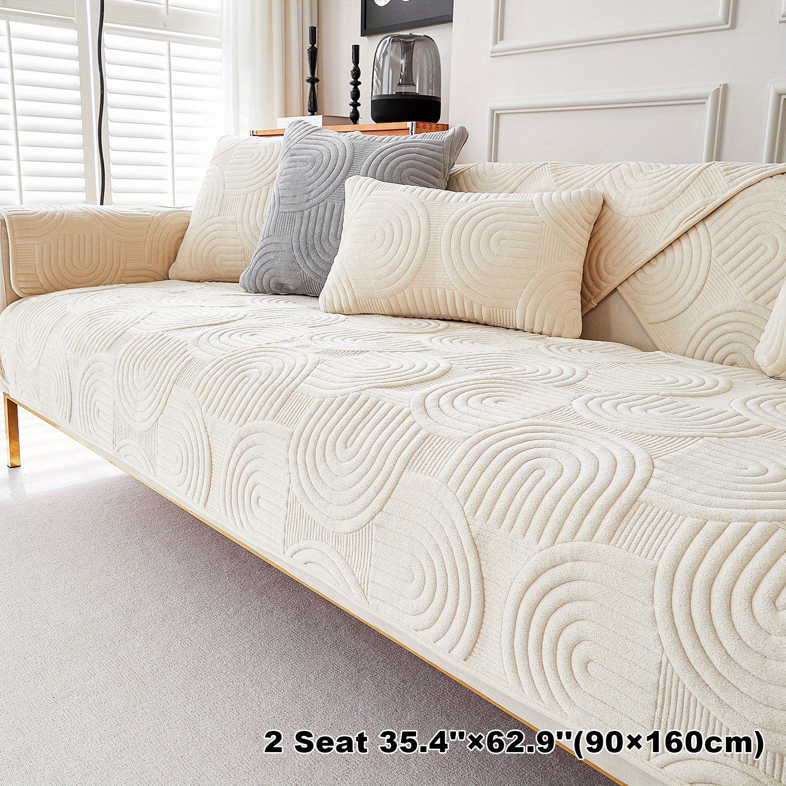 Чехол на мебель из молочного бархата с шерпой, противоскользящий, для защиты мебели, подходит для домашних животных