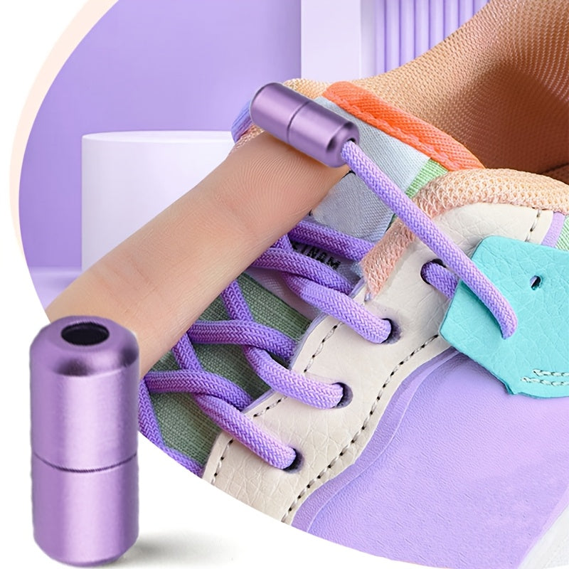 2PCS No-Tie Elastic Shoelaces for Sneakers and Boots Soft Acetate Fiber