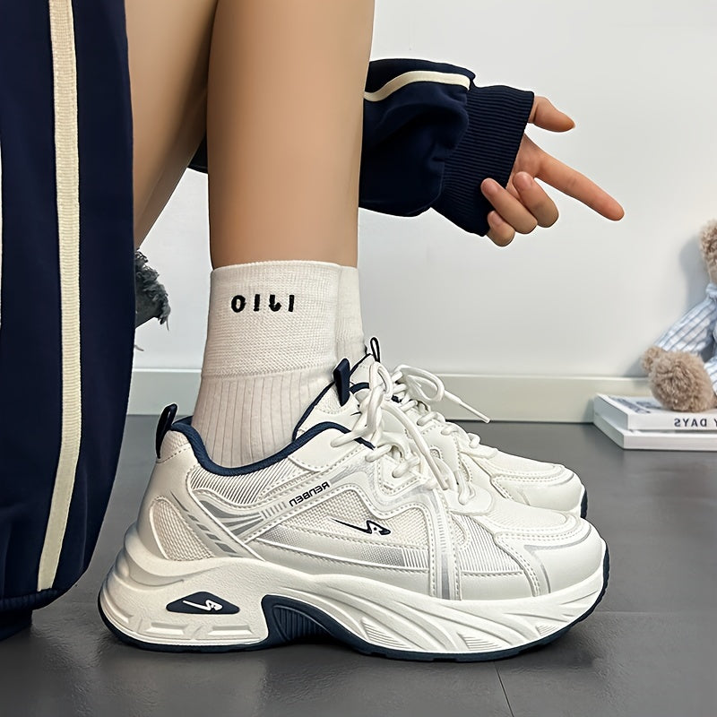 Zapatillas de malla a rayas para mujer con plataforma gruesa y suela de PVC