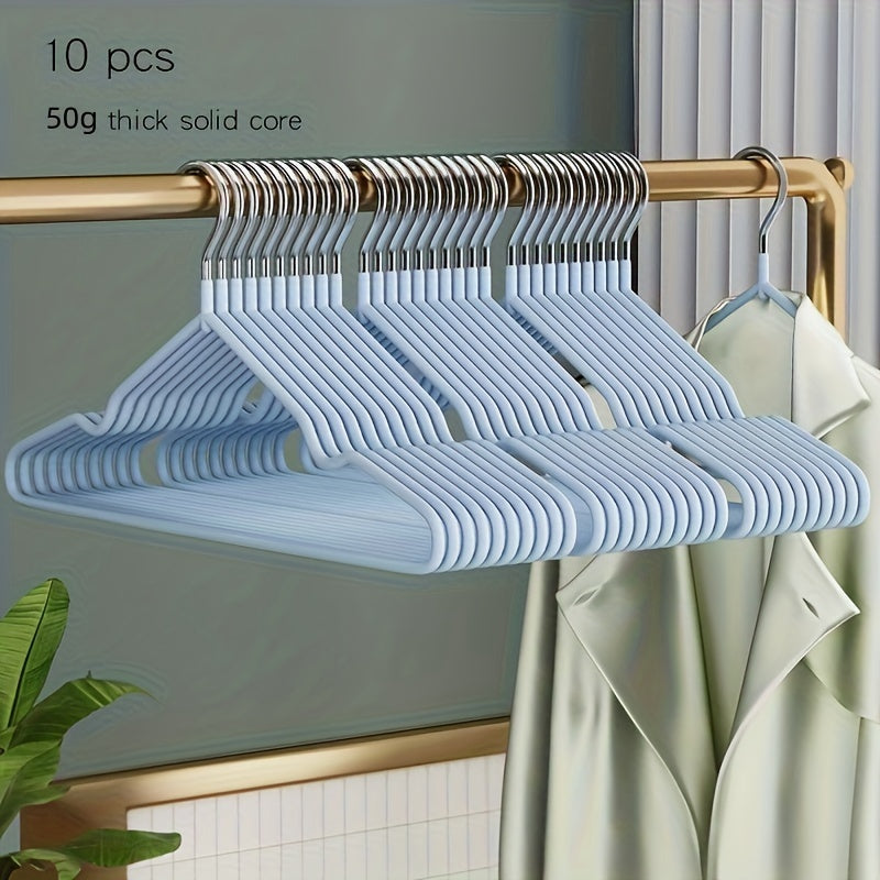 10pcs Stainless Steel Clothes Hangers Non-Slip Durable Thick Core for Adults and Children