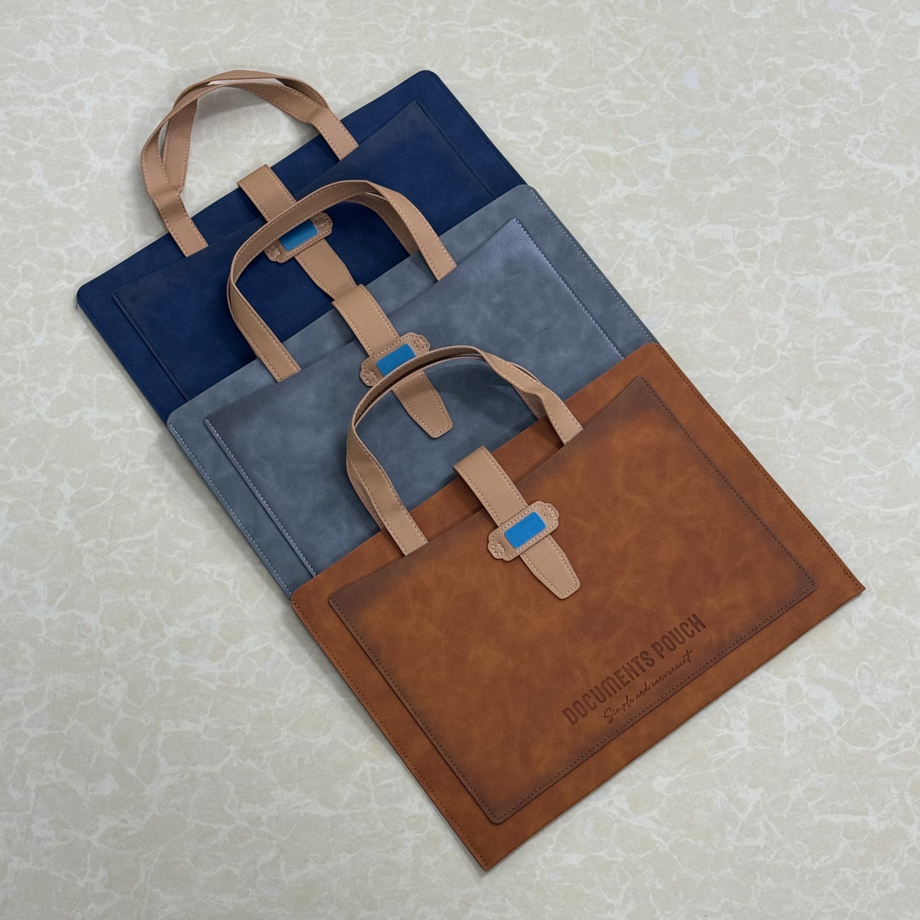 Rustik A4 teri hujjat sumkasi, vintage uslubidagi PVC biznes papkasi bilan katta sig'imli fayl tashkiloti uchun.