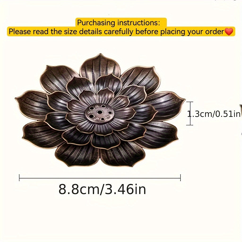 Metal Lotus Flower Incense Holder 3-Tier Zen Burner for Aromatherapy and Meditation