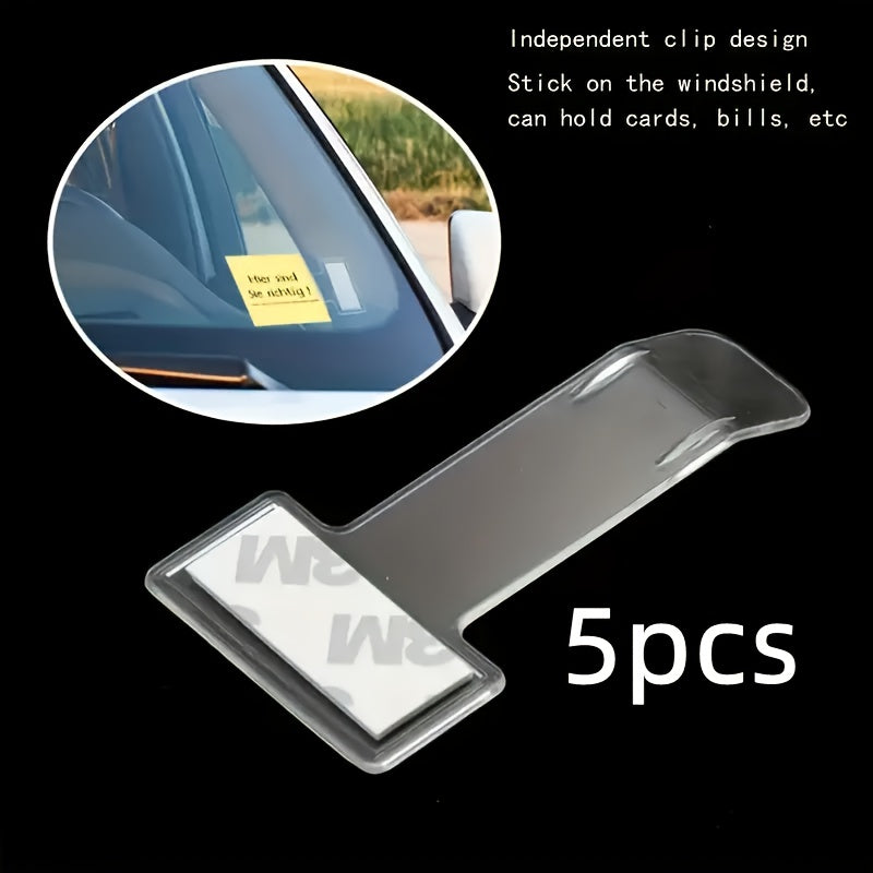 5Pcs Clear Plastic Car Storage Clips Dashboard Organizer for Bills and Receipts