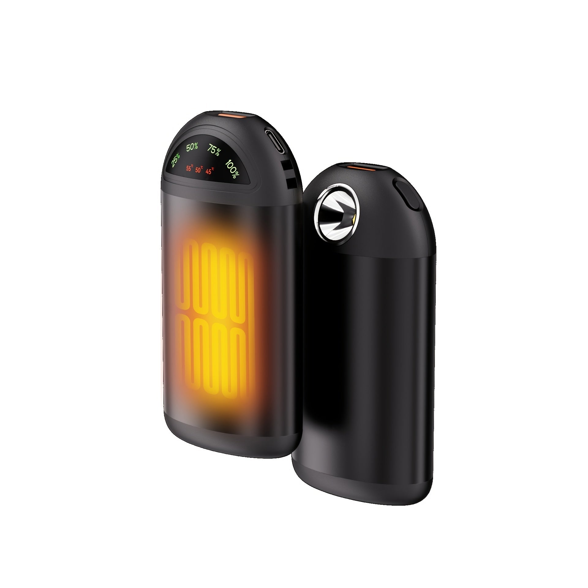 Calienta manos recargable por USB con linterna LED, portátil de 5000mAh, negro o verde