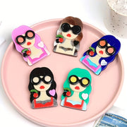 Women's Acrylic Brooches with Glasses, Stylish and Unique Accessories