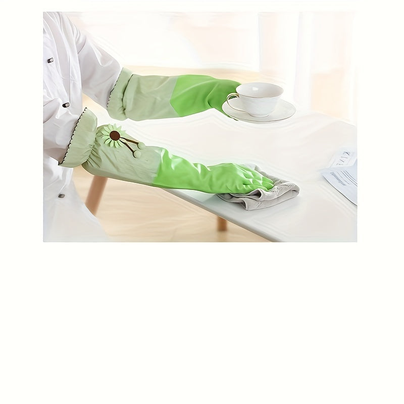 5 Pcs Winter Warm Fleece-Lined Waterproof Dishwashing Gloves Non-Slip for Kitchen Bathroom
