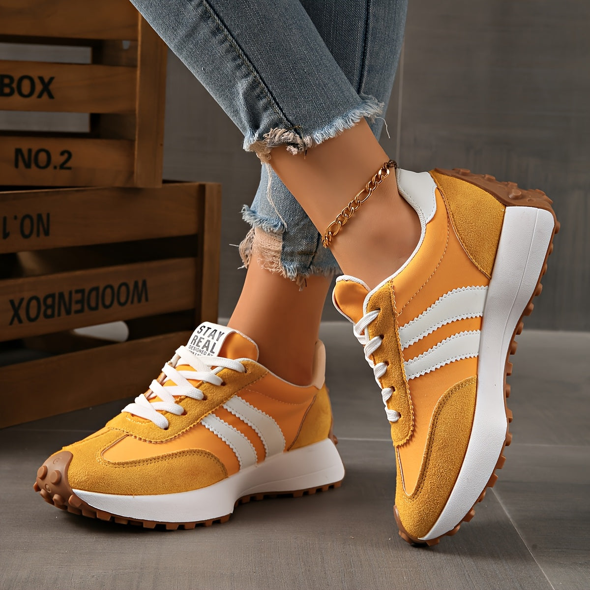 Women’s White Green Casual Sneakers with Rubber Soles and Mesh Panels