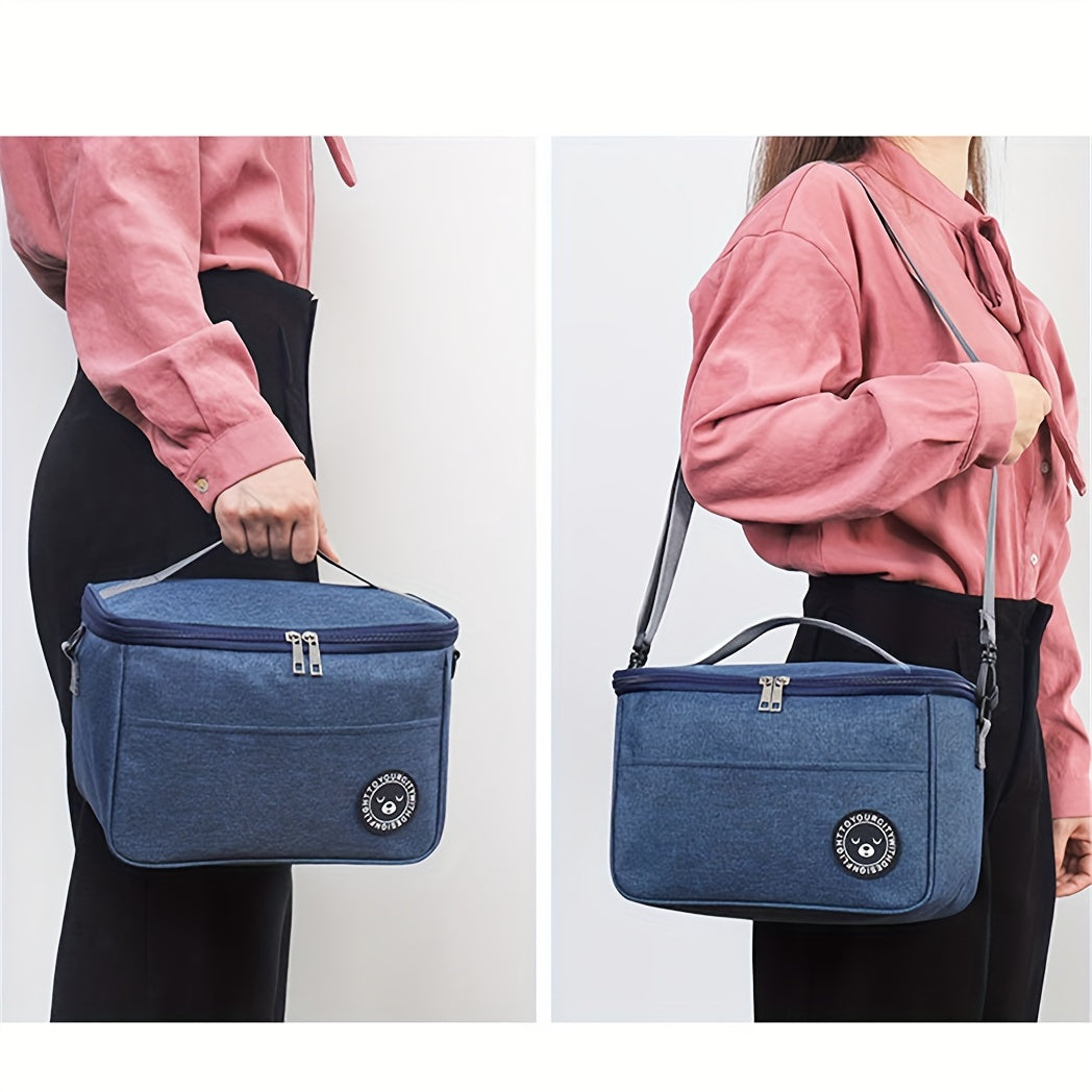 Large Capacity Portable Lunch Bag Cationic Oxford Cloth Thermal Bento for School and Kitchen