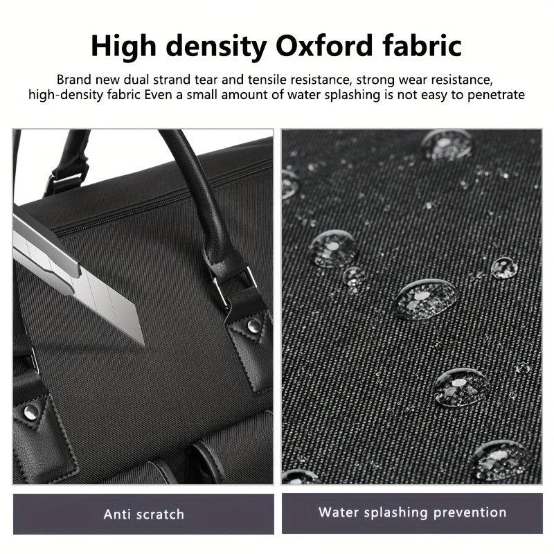 Large Capacity Black Polyester Travel Bag for Business Trips and Overnight Carry-On