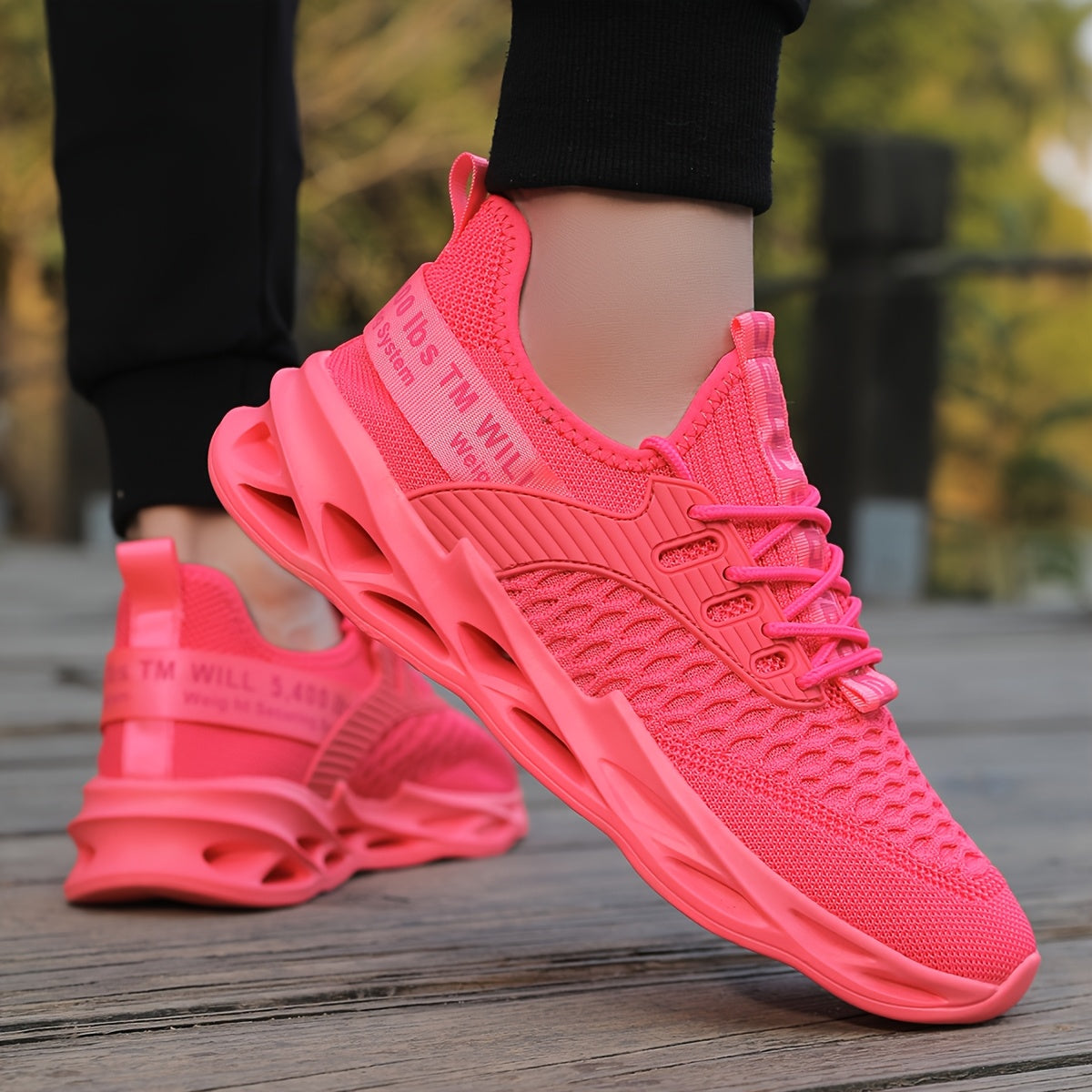Women's Bright Pink Athletic Sneakers Casual Breathable Comfortable Shoe