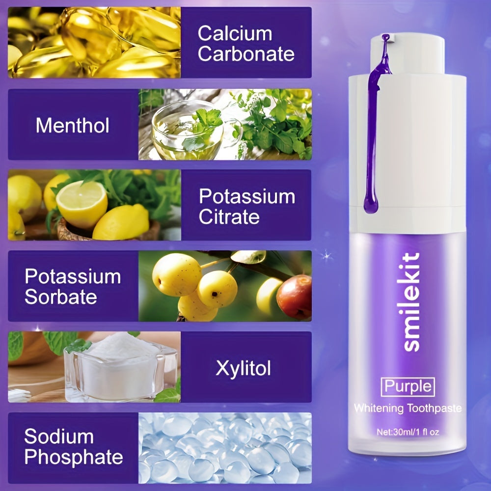 Purple Whitening Toothpaste for Deep Cleaning Fresh Breath Travel Mini