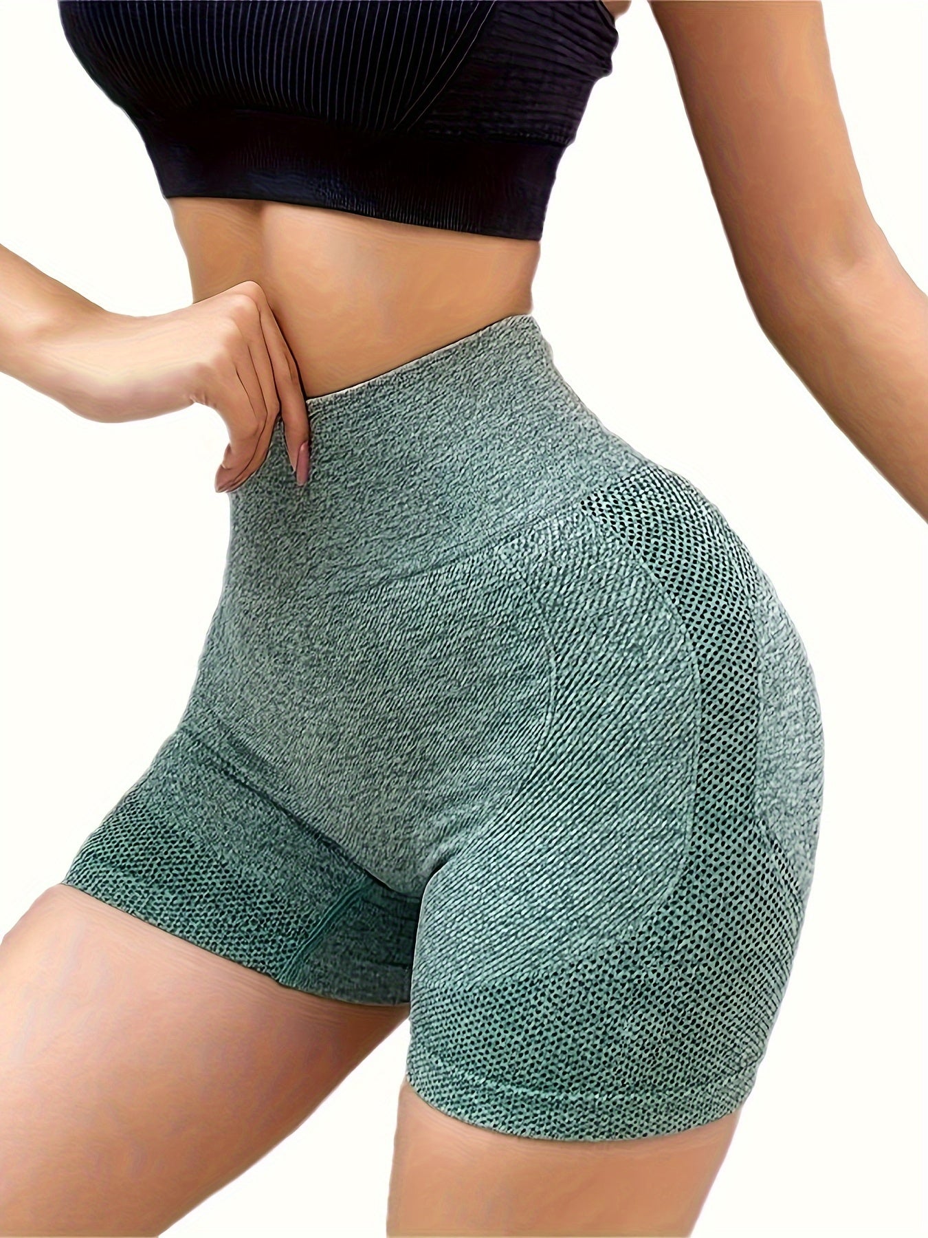 Women's Mid Elastic Polyester Butt-Lifting Shorts for Yoga Sports and Fitness Set of Six