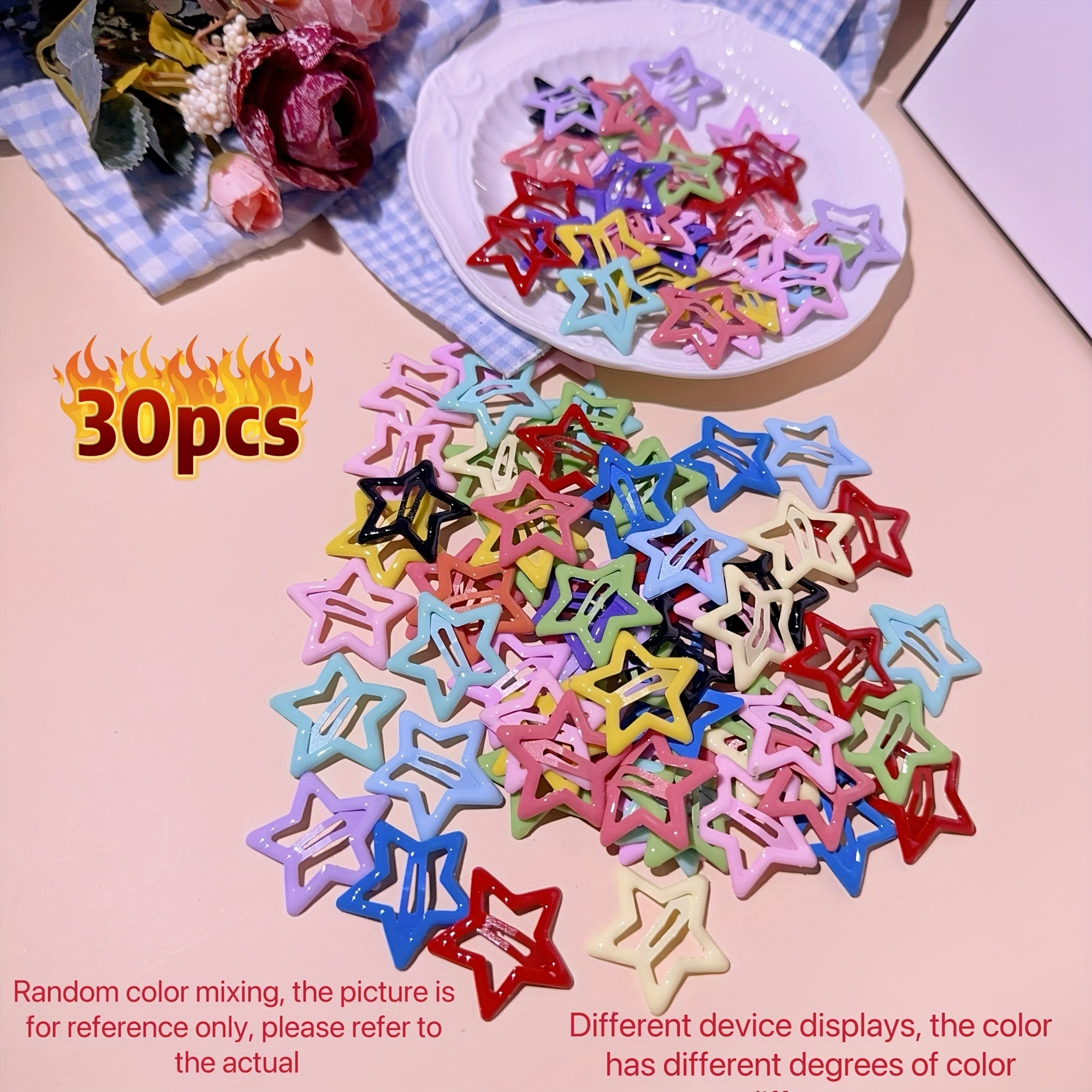 Rang-barang metall yulduzcha soch kliplar to'plami ayollar va qizlar uchun 15/30/50/100 dona