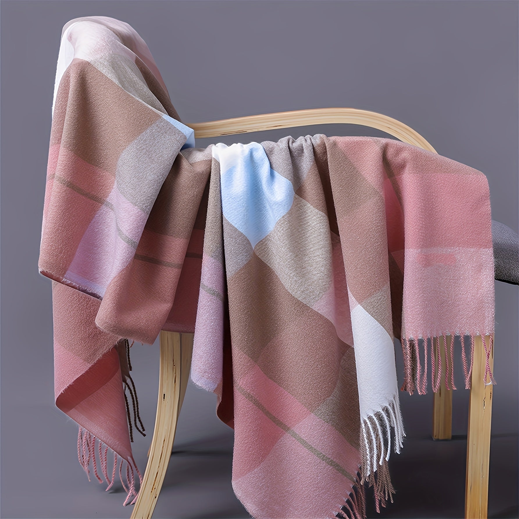 Enlarged Plaid Scarf 200cm x 70cm Warm Unisex Shawl for Autumn Winter