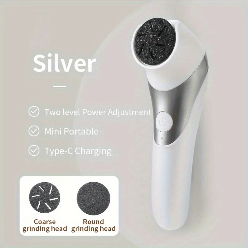 Portable USB Rechargeable Dual-Head Electric Foot File for Thick Faux Leather and Dry Skin Care in White and Black