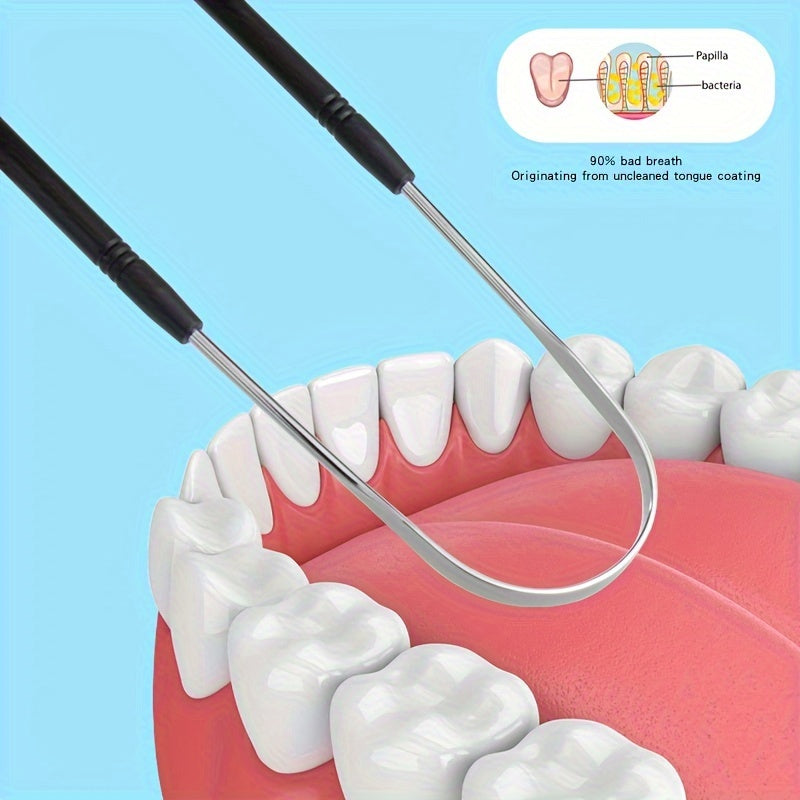 Tilni tozalash uchun zanglamaydigan po'latdan yasalgan U-shakl ko'p rangli og'iz gigiyenasi asbobi