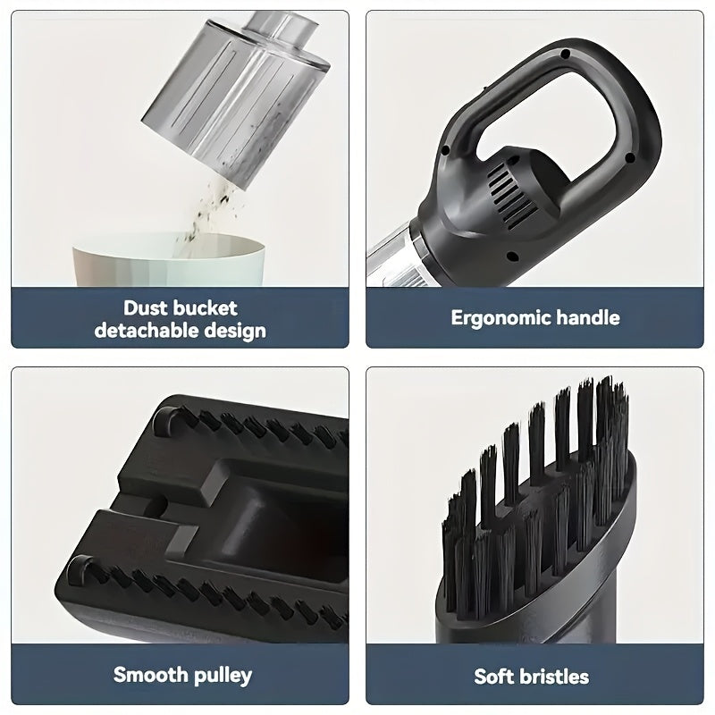 Qayrilmas qo‘l bilan ishlovchi changyutgich 25W past shovqinli, portativ, qayta zaryadlanadigan, gilam, mebel, avtomobil, uy, ofis uchun