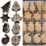 Christmas Cookie Cutter Set 4 Designs Snowman Snowflake Tree Santa Durable PS Material