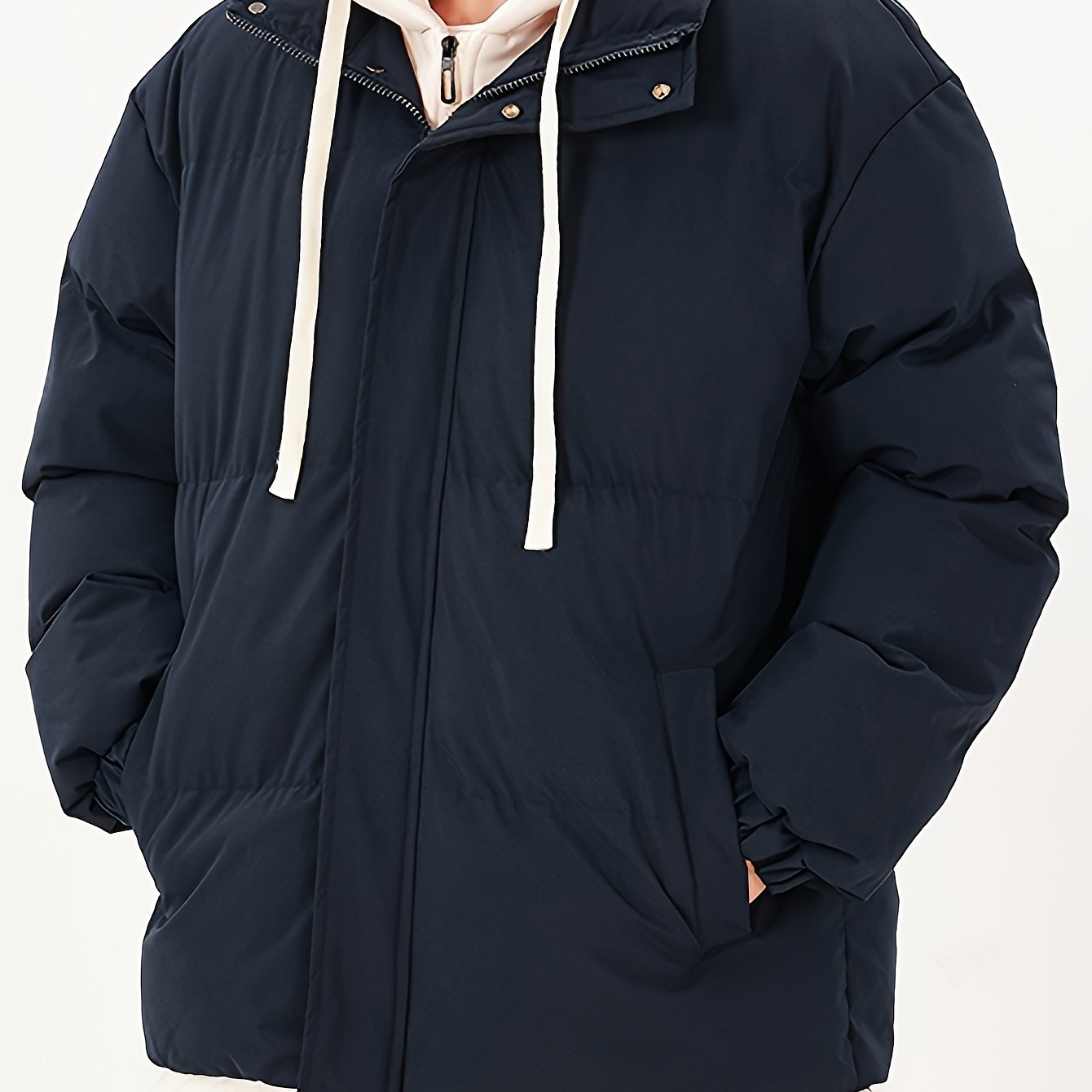 Men's Color-Blocked Hooded Jacket Polyester Casual Outerwear