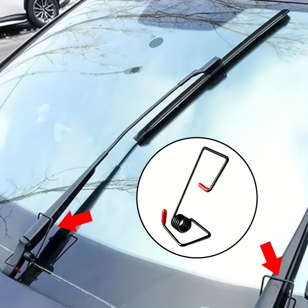 Universal Fit 2-Piece Car Wiper Arm Spring Enhancer Set Black Easy to Install