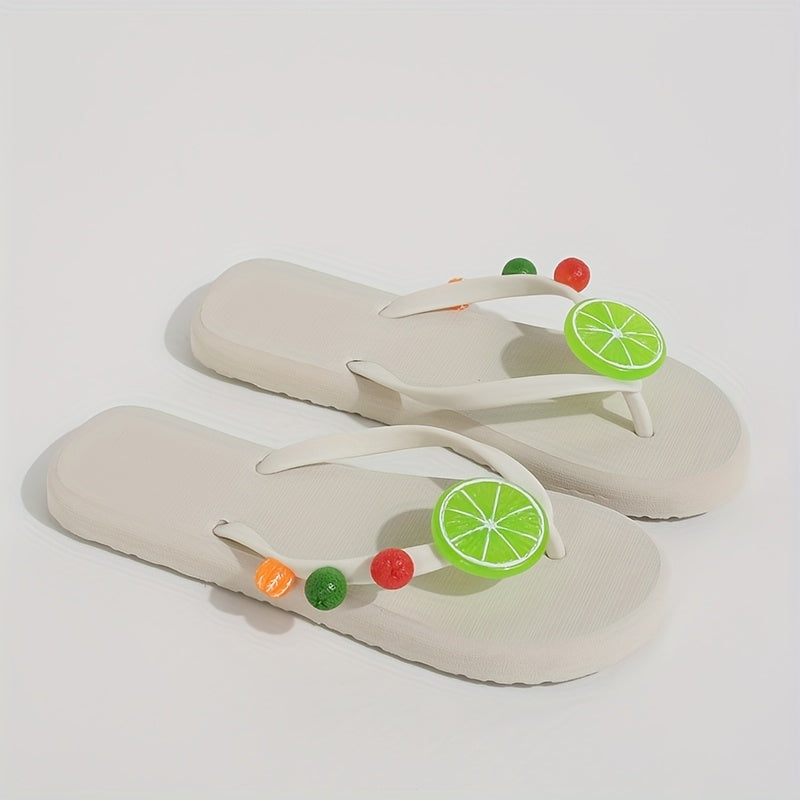 Women's EVA Flip-Flops with Colorful Fruit and Floral Design Non-Slip Summer Beach Slides