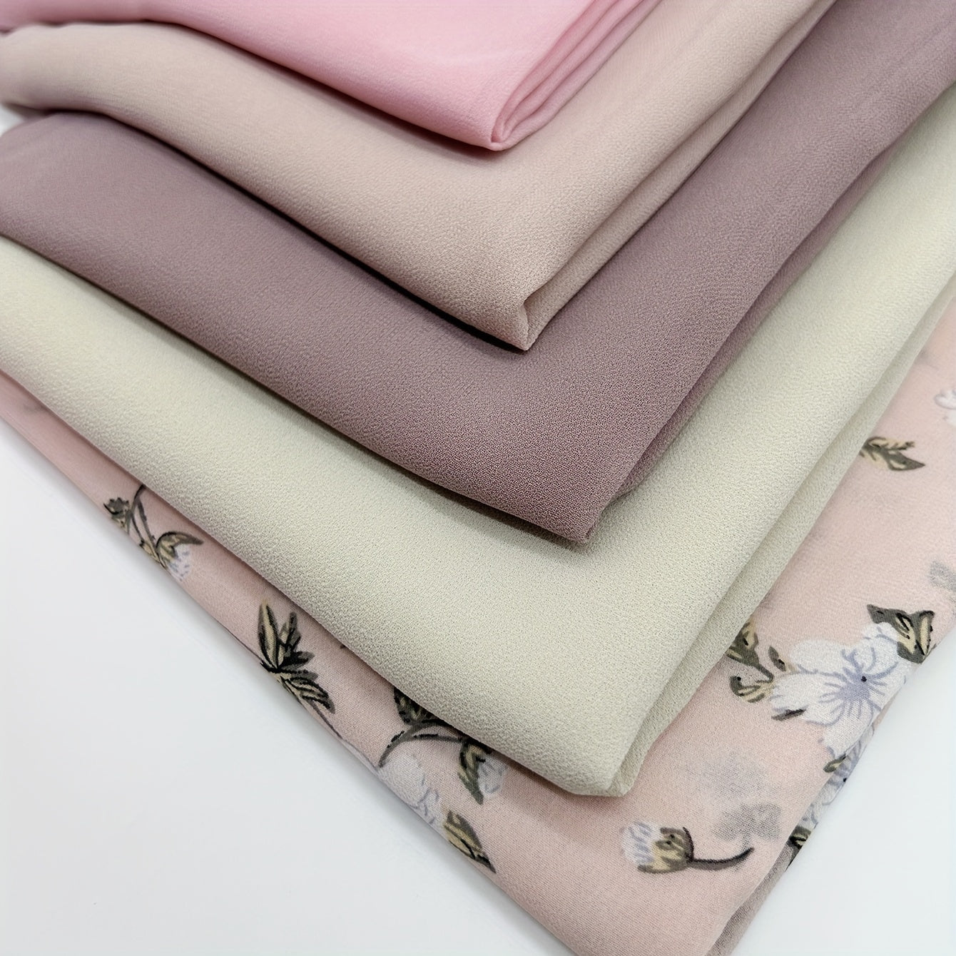 Boxed Muslim Headscarves Set with 5 Chiffon Solid and Printed Scarves and Clips