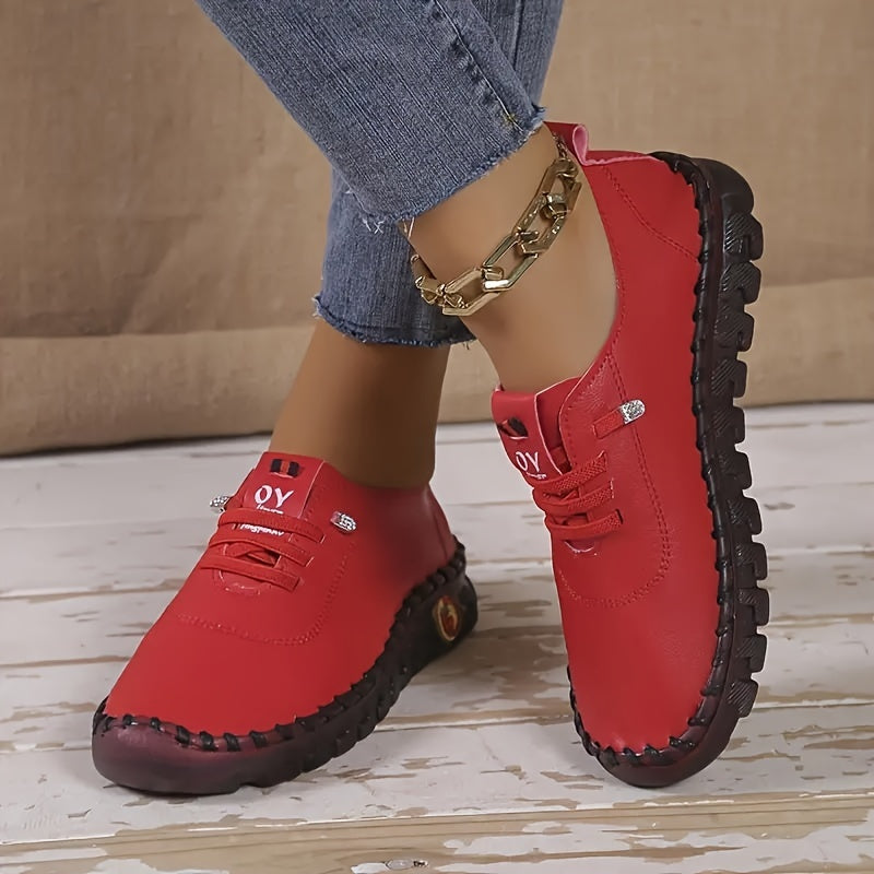 Women's Casual Sneakers Solid Color Slip-On Walking Shoes