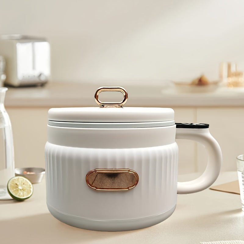 Olla eléctrica mini de 1.6L con temporizador, interior de cerámica, sin humo, antiadherente, portátil
