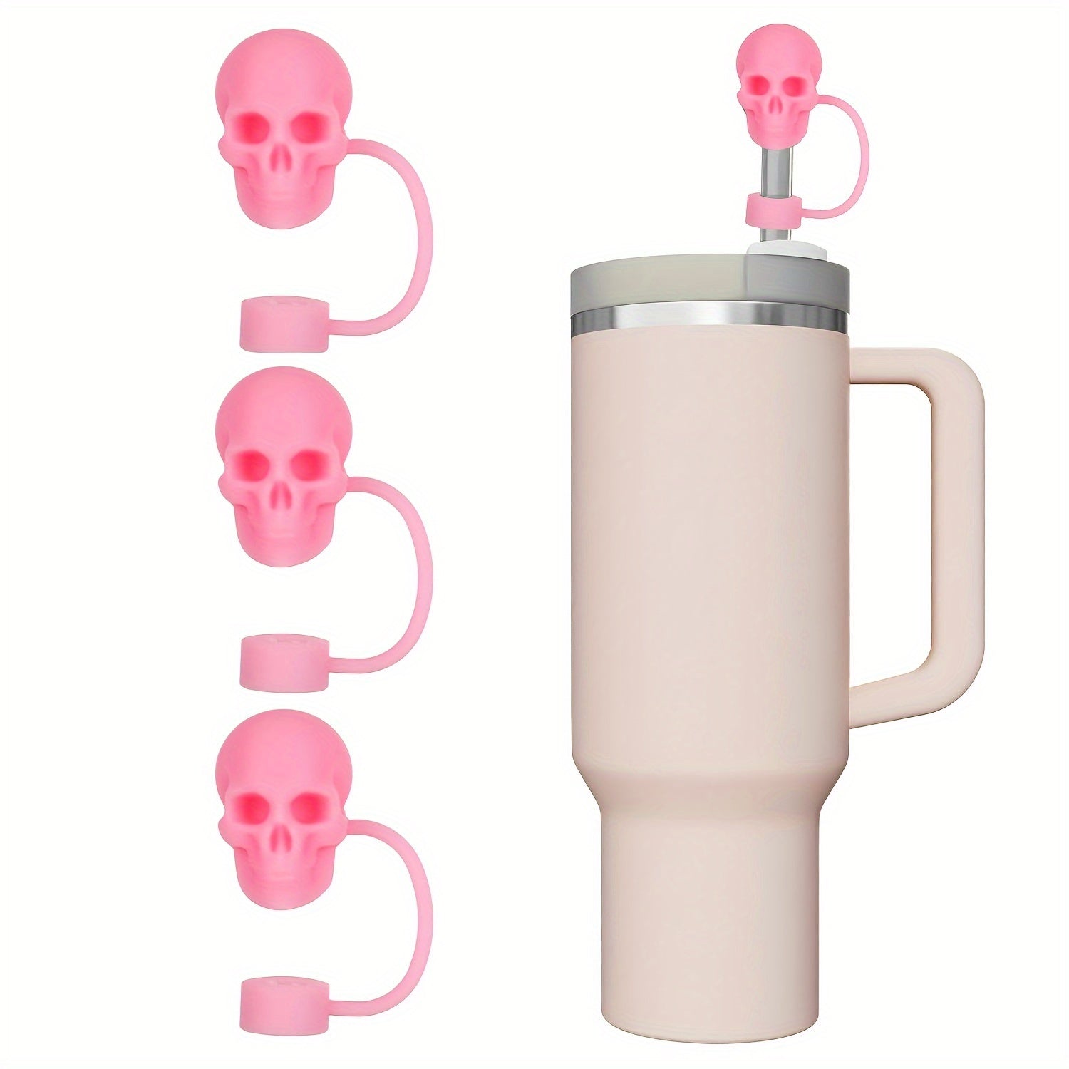 Silicone Skull Straw Caps Set for 10mm Cups Dustproof Reusable Halloween Christmas