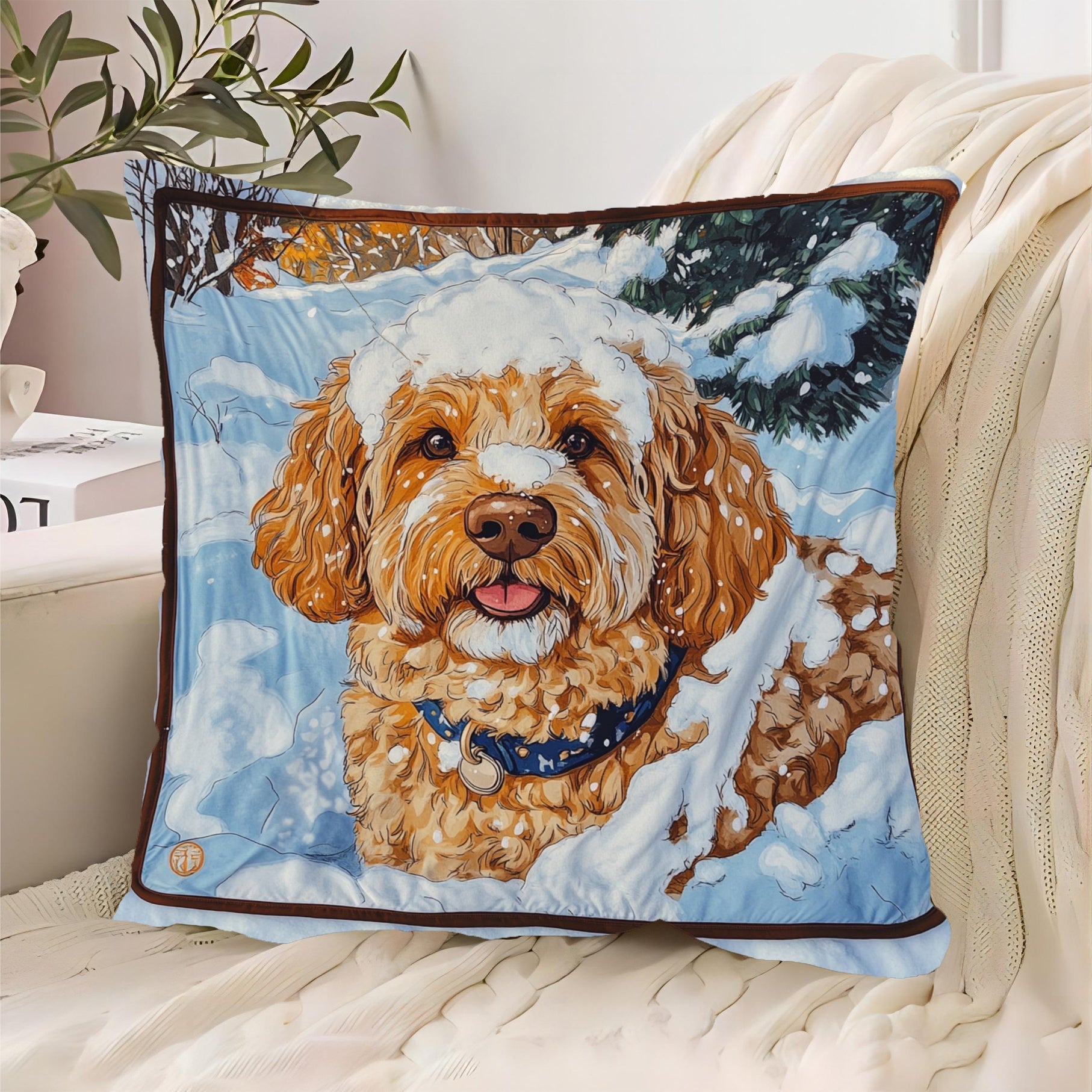 Pet Blanket 45.72x45.72 cm Soft Polyester Doodle Design for Living Room Sofa Bedroom