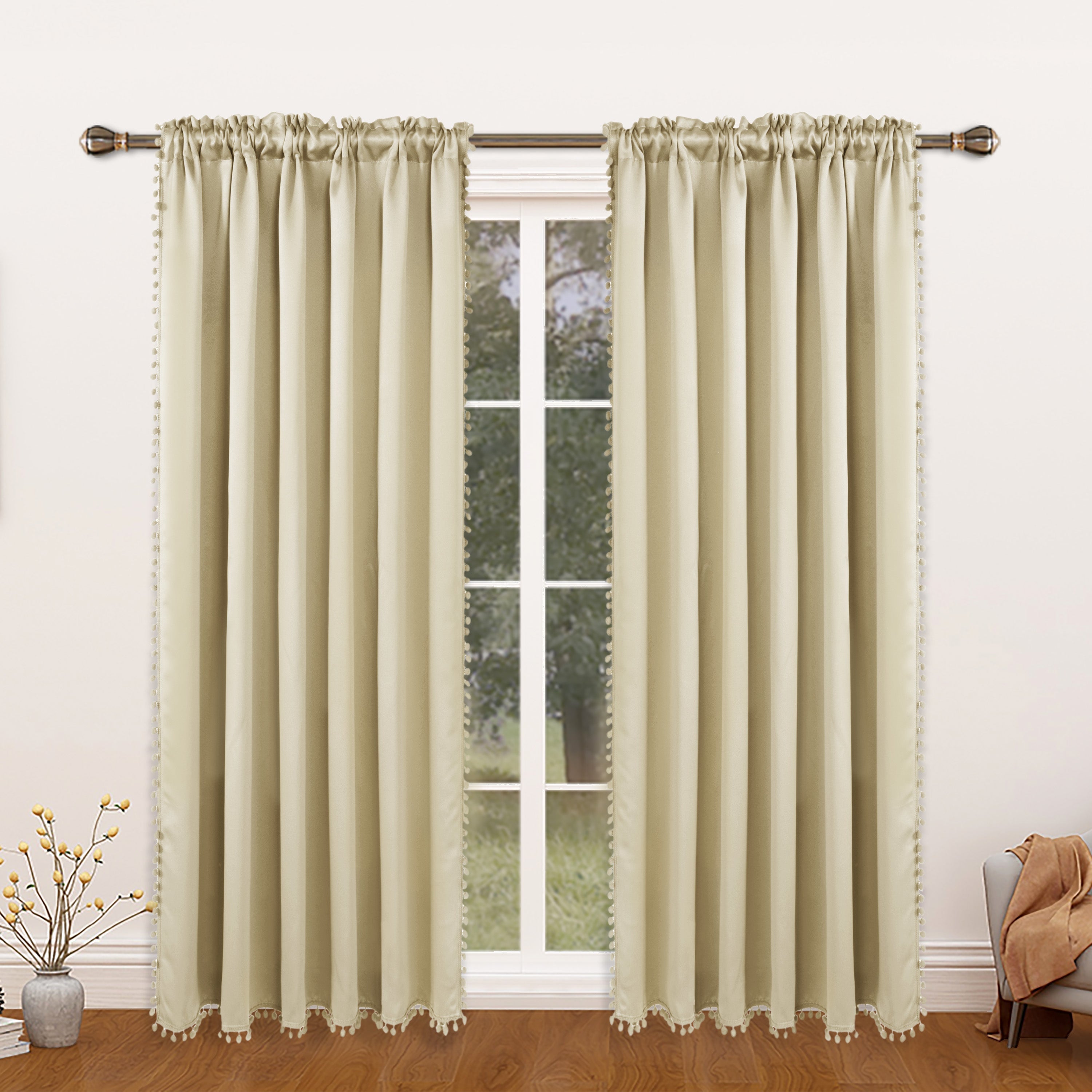 Thermal Insulated Blackout Curtain Panel for Living Room and Kitchen, Rod Pocket Design