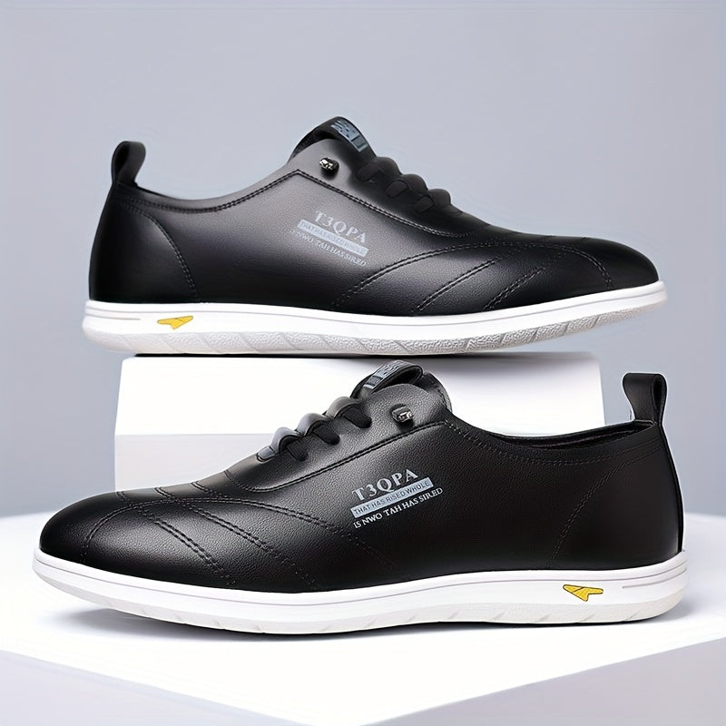 Men's All-Season Microfiber Synthetic Leather Walking Shoes with Non-Slip Rubber Sole